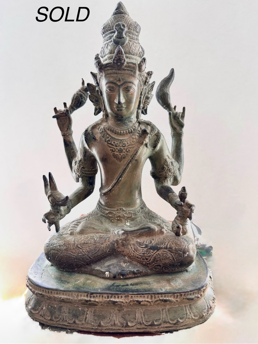 SOLD Balinese Bronze Sitting Shiva Statue 11x8x5, 3lb Southeast Asia Hindu